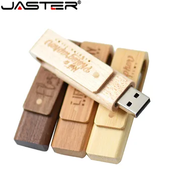 JASTER hot USB2.0 флэш-накопитель с вращением древесины USB 4 ГБ 8 ГБ 16 ГБ 32 ГБ 64 ГБ флеш-накопитель свадебный памятный U-диск