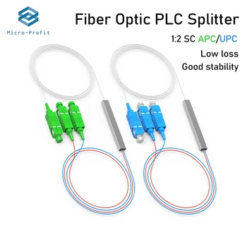 SC APC splitter 1x2 PLC оптический разветвитель, оптоволоконный соединитель, однорежимный, стальная труба, ПВХ FBT-разветвитель, 1*2, 1 м, FTTH, 10 шт.