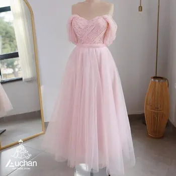 Auchan Lisa Розовое Вечернее платье для выпускного вечера с рукавом-шалью без бретелек Длиной до щиколоток, Летние Элегантные Свадебные платья для женщин 2023