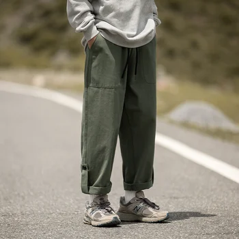 Хлопковые Брюки-карго, Мужские Модные Широкие брюки Оверсайз, Мужская Японская Уличная одежда в стиле Хип-хоп, Свободные Широкие брюки, Мужские брюки M-3XL
