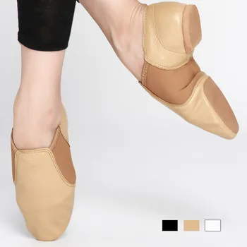 Профессиональная обувь для джазовых танцев для малышей, детские кроссовки без застежки, кожаная обувь Geniune для девочек, Загорелая Черная обувь для ребенка