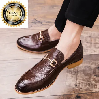 Классические коричневые мужские модельные туфли в Британском Стиле, Большой Размер 47, Кожаные Повседневные мужские Слипоны, Офисные