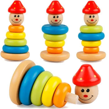 Игрушки-неваляшки с клоуном, Обучающая головоломка для детей, игрушка для распознавания рук, Радужная башня и пончики, обучающие детские игрушки