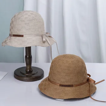 2022 Новая женская панама с большими полями, кружевные шапочки с бантом, Панама, роскошная шляпа, рыбацкая шляпа, Женская летняя пляжная шляпа для путешествий от солнца