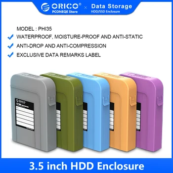 ORICO PHI 3,5-дюймовый ящик для защиты жесткого диска, красочный профессиональный ящик для хранения жесткого диска с этикеткой, многодисковое хранилище