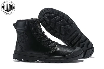 Мужские Тактические армейские рабочие ботинки Pampa Cuff из черной кожи PALLADIUM, удобная Высококачественная защитная обувь для ходьбы