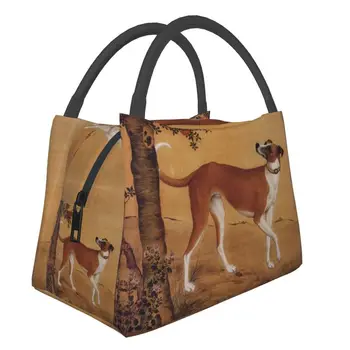 Борзой китайский стиль живописи изолированные обед сумки для женщин Уиппет собака охладитель тепловой обед коробка на открытом воздухе путешествия кемпинг 