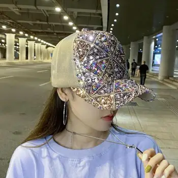 Новая модная бейсбольная кепка с блестками, женская летняя уличная повседневная спортивная сетчатая защита от солнца, женские защелки в стиле хип-хоп Gorras