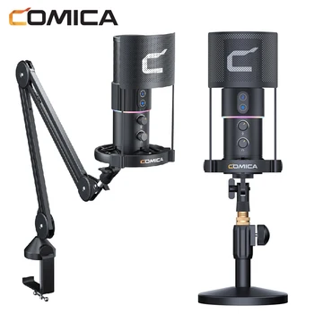 Студийный Конденсаторный микрофон Comica STA-U2A для компьютера, Смартфона, Микрофона с Подвесной Ножничной Подставкой для YouTube Tiktok Live