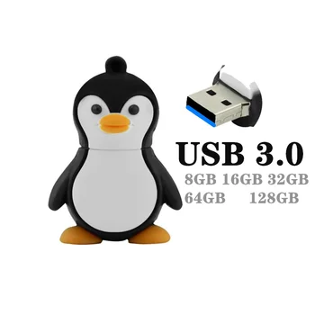 Мультяшный USB 3,0 64 ГБ Флэш-накопитель USB 2,0, Новинка, Милый Детский Пингвин, 16 ГБ, 32 ГБ, 128 ГБ, 256 ГБ, Флеш-накопитель, Флеш-накопитель, подарок