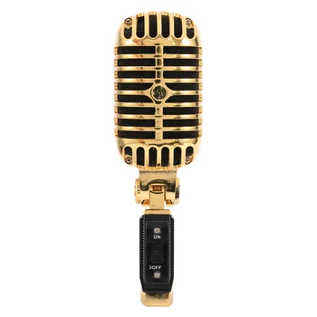 Профессиональный проводной Винтажный классический микрофон Динамический вокальный Микрофон для Караоке в прямом эфире (золотой)
