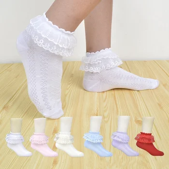 Носки Принцессы для девочек, Кружевные Короткие Дышащие носки для девочек, Кружевные Кружевные носки для малышей, Детские носки для младенцев от 1 до 15 лет