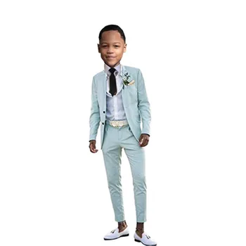 Официальный костюм для мальчика, 2 предмета, Небесно-голубой костюм для свадебной вечеринки, наряд для мальчика от 8 до 14 лет, костюм для фотосъемки