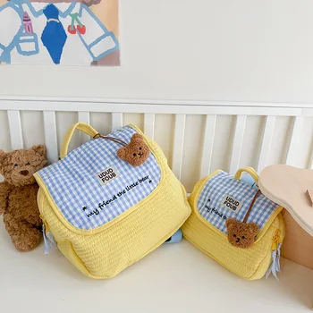 Детский рюкзак с милым медведем для девочек, школьная сумка для мальчиков, Вышитый Маленький рюкзак для родителей и детей, сумка для мамы