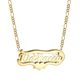 Персонализированные Накладные Ожерелья с двойным именем С Сердцем, Индивидуальные ожерелья с именем в стиле хип-хоп, Подвеска Для женщин, Подарок для Девочек, ювелирные изделия