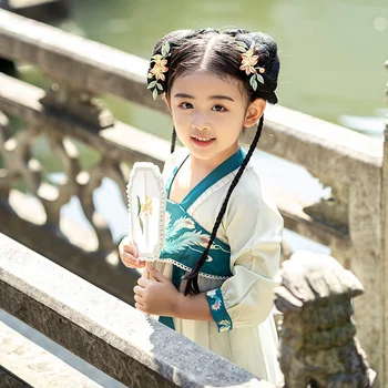 Новое детское платье принцессы Ханфу в национальном стиле; сезон весна-лето; улучшенная вышивка в национальном стиле для девочек; Hanfu
