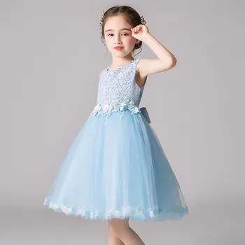 Модные платья с цветочным узором для девочек, Кружевное платье принцессы без рукавов для девочек, летние вечерние платья для девочек от 3 до 12 лет