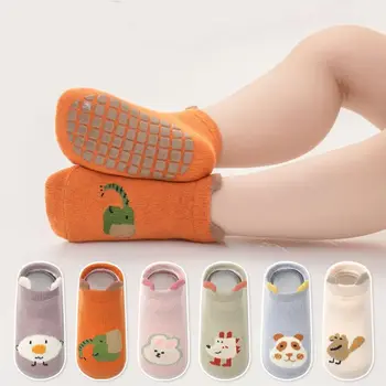 Носки для новорожденных с героями мультфильмов, Детские противоскользящие носки, Весенне-летние хлопковые носки для малышей с милыми мальчиками