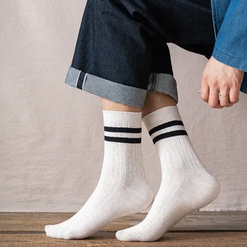 Лига лесбийских носков, однотонные хлопчатобумажные носки с длинной резинкой, весенне-летние носки из чесаного хлопка белого цвета со средним носком