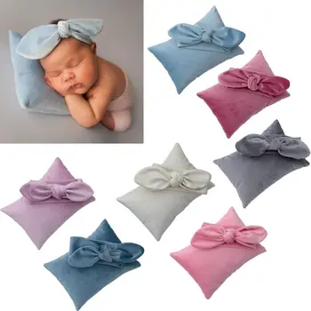 2 шт./компл. Реквизит для фотосъемки новорожденных, повязка на голову для младенцев + Набор подушек, Студийная фотосессия Q81A