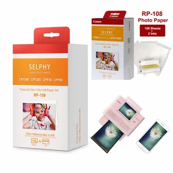 Фотобумага RP-108 С цветными чернилами для компактного фотопринтера Canon CP1300 CP1200 Selphy Ink Paper Set для Canon