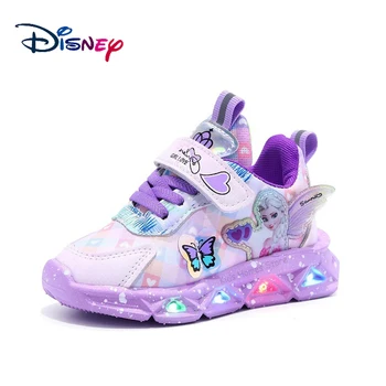 Disney Frozen Elsa Sophia Księżniczka Buty Dziewczęce Trampki Codzienne Buty Pu Led światła Działające Buty Z Siateczki