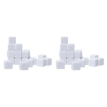 16 мм Белые акриловые кубики Пустые кости для настольных игр, обучения математическому счету, изготовления кубиков с цифрами алфавита на заказ, 96 шт.