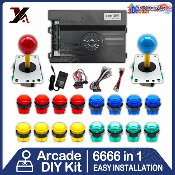 6666 в 1 Pandora Saga GT Box WiFi Скачать игру Аркада DIY Kit Светодиодный Выключатель Света Кнопочный 8-Позиционный Джойстик Для шкафа