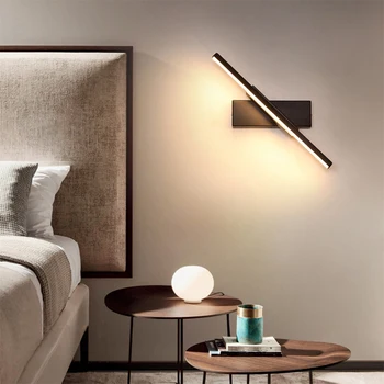 Современный светодиодный настенный светильник в скандинавском стиле, Прикроватная лампа для спальни, Минималистичное внутреннее освещение, Вращающийся настенный светильник для домашнего декора