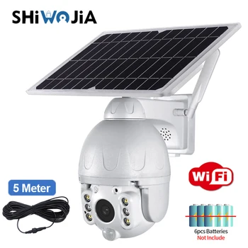 SHIWOJIA Outdoor Solar Camera WIFI Белая Съемная Солнечная Камера с Низким Энергопотреблением PIR Приложение для Видеонаблюдения Удаленно
