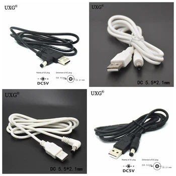 0,25 М 1 М 2 М Штекер питания постоянного тока USB Преобразует в 5,5 *2,1 мм DC 5,5x2,1 мм Белый Черный L-образный прямоугольный Разъем С кабелем для подключения шнура