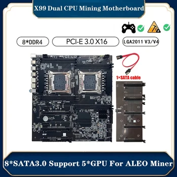 Материнская плата X99 для майнинга + кабель SATA LGA2011 V3/V4 8XDDR4 Слот для оперативной памяти PCIE 16X 8XSATA3.0 С поддержкой 5 GPU Miner