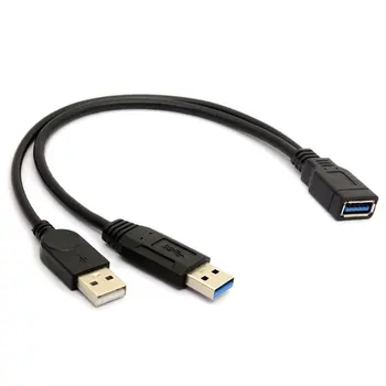 Горячий 20 см USB3.0 к USB3.0/2.0 USB3.0 Женский к Dual USB Мужской удлинительный кабель для передачи данных Y Прямая поставка