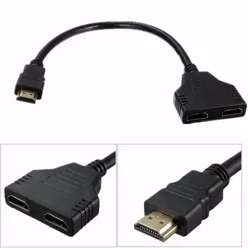 HDMI-совместимый порт 1080P, разъем от мужчины до 2 женщин, Разветвитель 1 В 2 Выхода, Практичный Кабельный конвертер, прочный адаптер