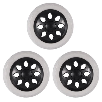 3 черно-белых пластиковых колесика для тележки для покупок из пенопласта