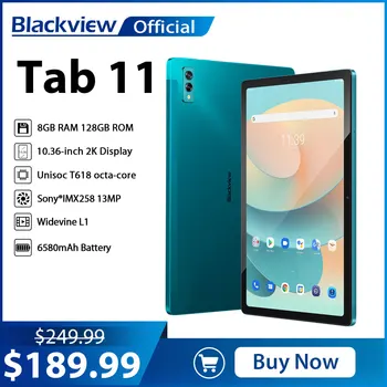 Blackview Tab 11 10,36 Дюймовый 2K Дисплей Unisoc T618 Восьмиядерный 2000 * 1200 8 ГБ ОЗУ 128 ГБ ПЗУ Android 11 Планшетные ПК с двойным WiFi 6580 мАч