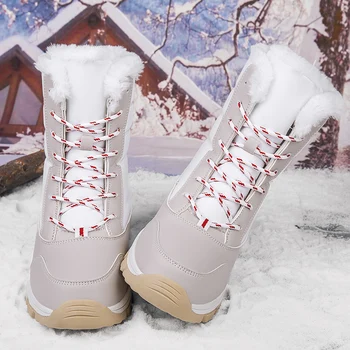 Женские повседневные зимние ботинки, теплые плюшевые рабочие ботинки большого размера для улицы, Модные Удобные нескользящие походные ботинки на мягкой подошве