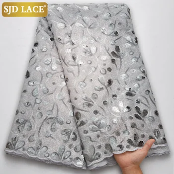 SJD LACE, новейшие блестки ручной работы, Африканские французские сетчатые кружева, Ткань Высокого качества, Тюль с вышивкой для свадебных платьев A2605