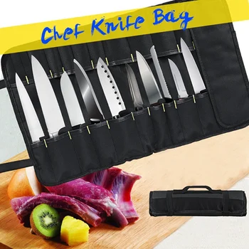 Профессиональная сумка для хранения столовых приборов Шеф-повара, сумка для хранения шеф-поваров, вмещающая до 22 ножей, Черная