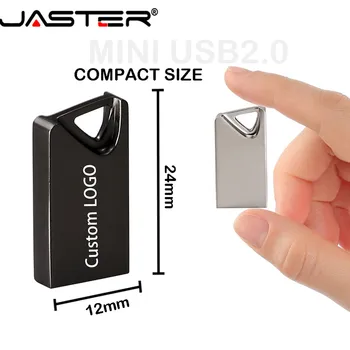 JASTER (бесплатный логотип более 10 шт.) Мини Металлический Черный Серебристый с брелоком USB Флэш-накопитель 4G 8G 16G 32GB 64GB 128GB Флеш-накопитель USB 2.0