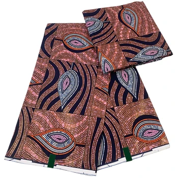 Великолепная Супер ткань, Африканская восковая ткань, 100% Хлопок, Высококачественная ткань с настоящим восковым принтом Анкара для шитья 6 ярдов V22