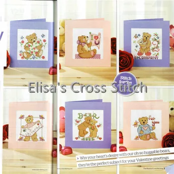 CD328 14ct DIY Пригласительная Открытка Популярная Поздравительная открытка с вышивкой Крестиком Торт На День Рождения Рождественский подарок Медведь