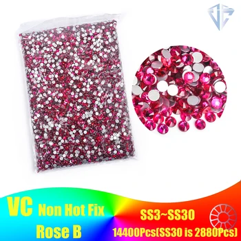 Большая сумка оптом SS3-SS30, ярко-розовый Блестящий кристалл, Высококачественные Стразы Без горячей фиксации, Стеклянные стразы для украшения одежды