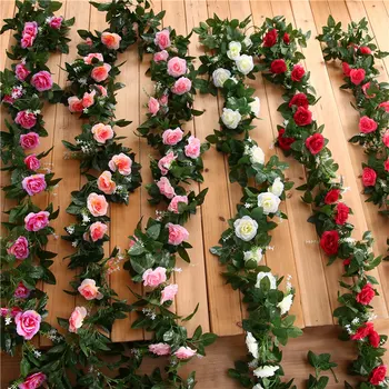 2,4 м/94,5 дюйма Искусственный Шелк Роза, цветок Глицинии, лоза Ротанга, Подвесная Цветочная гирлянда для свадебной вечеринки, украшения домашнего сада