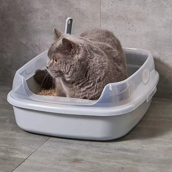 Ящик для кошачьего Туалета Большой Емкости, Улучшающие Полуоткрытые Туалеты Для Домашних животных, Чистая Песочница С Бесплатной Лопатой Для Кошек, Дышащий Кошачий Домик