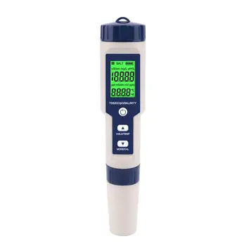 Измеритель TDS Цифровой Тестер воды Тестер качества воды Высокоточная ручка 5 В 1 Многофункциональный измеритель PH/Солености/температуры/TDS/EC
