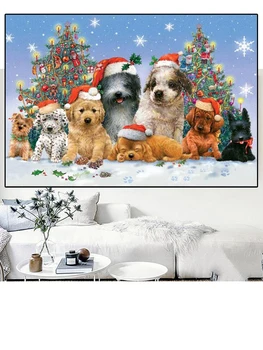 5D Diy Алмазная картина Вышивка крестиком Рождественская Собака Мозаика Алмазная вышивка Полная Квадратная Круглая Дрель Декор Стразами