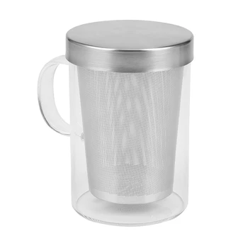 3X500 мл Термостойкая стеклянная Кружка для заварки чая С крышкой из нержавеющей стали, Кофейная чашка, Стакан, Кухонная Термостойкая большая