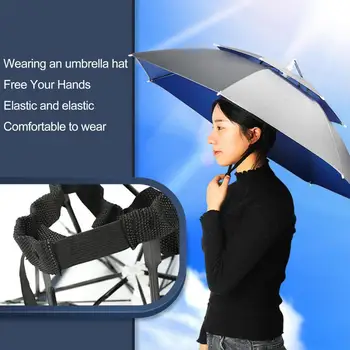 77-сантиметровая шляпа-зонт для рыбалки на открытом воздухе, свободные руки, радужная складная водонепроницаемая шляпа от солнца для кемпинга, складной зонт для дождливого дня