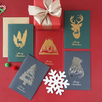 5 шт. Рождественские открытки с благодарностью, поздравительные открытки с конвертом, Рождественская открытка, подарок, креативное Рождественское украшение